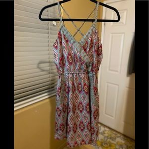 Grey Pink Xhilaration Printed summer dress sz S